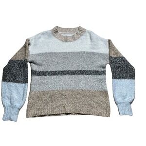 Lou and Grey Women's Colorblock Knit Sweater. Grey/tan/brown. Size XS. Cozy